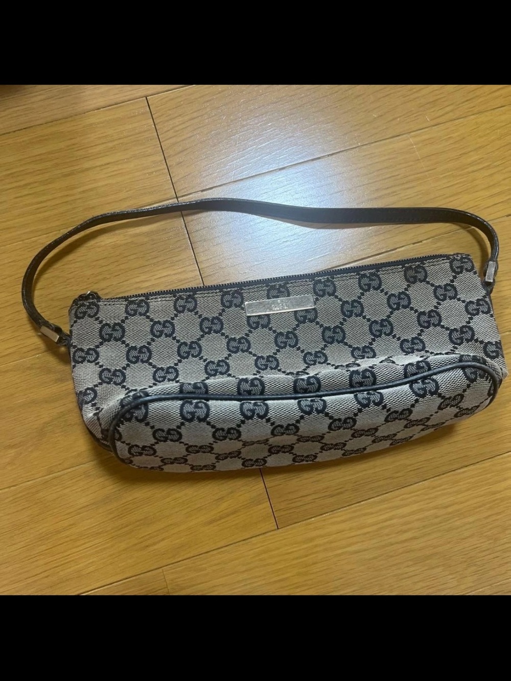 Gucci Monogram Canvas Shoulder Bag in Beige and Brown